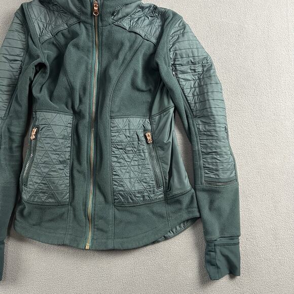 Lululemon Jacket And Womens 4 Green Fleecy Keen Quilted Full Zip Hooded - Picture 5 of 7